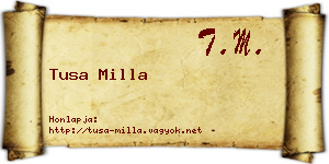 Tusa Milla névjegykártya